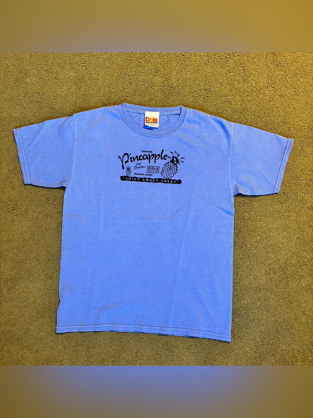 Dole Hawaii Pineapple Graphic Print T-Shirt Blue Top Women’s Size L